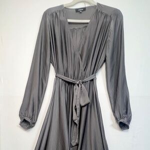 AAKAA Long Sleeve 100% Polyster, Boho Slit Maxi Dress Charcoal MED, NWOT